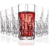 Vitrignis Tall Highball Glasses Set Of 6 - Elegant Tom Collins Glasses - Textured Designer Glassware Set For Whiskey,Drinks, Water, Beer, Soda 10 Oz