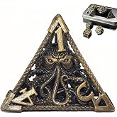 Cthulhu Dice, Call of Cthulhu Hollow Metal Dice Set with Tin Box | Octopus Evil Eye Engraving, Lightweight Hollow Build, 7-Piece Polyhedral Set, Anti-Rust Finish, Gamer Gift Idea