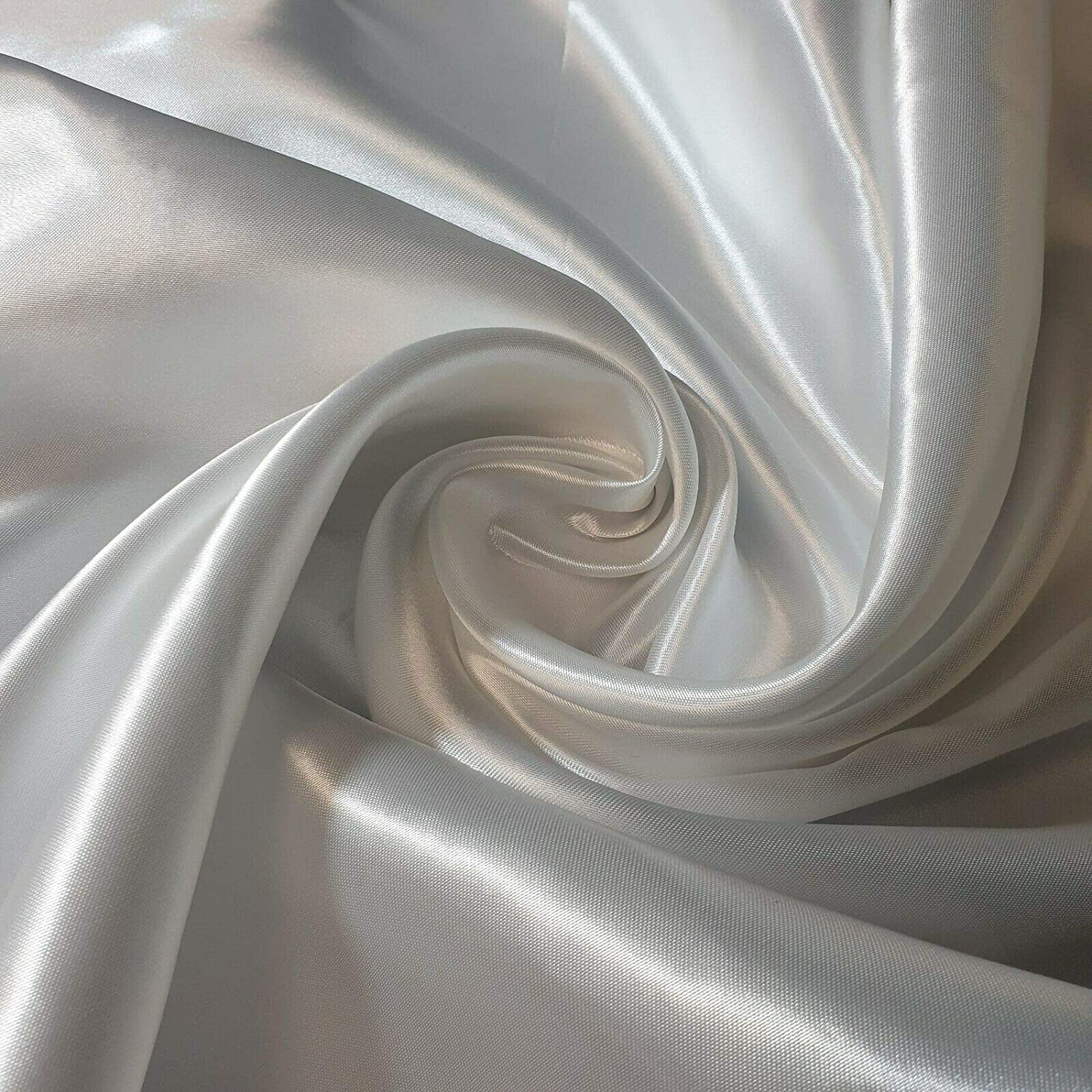 EP 100% Polyester/Poly Silk Silky Satin Fabric, Dressmaking, Wedding, Prom - Dress Craft Fabric Material 58" - 150 cm Wide Sold in Pre - Cut Lengths (8 Meter, White)
