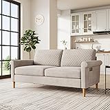 Vesgantti 65" Beige Loveseat, Comfy Mid-Century