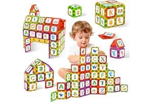 WINDIDI Magnetic Tiles Letters Learning Toys, Animals Alphabet ABC Magnets for Kids 1-3 2-4 3-5, Toddlers Classroom Must Haves Construction Stacking Toys, Teacher Educational Supplies for Preschool Spelling