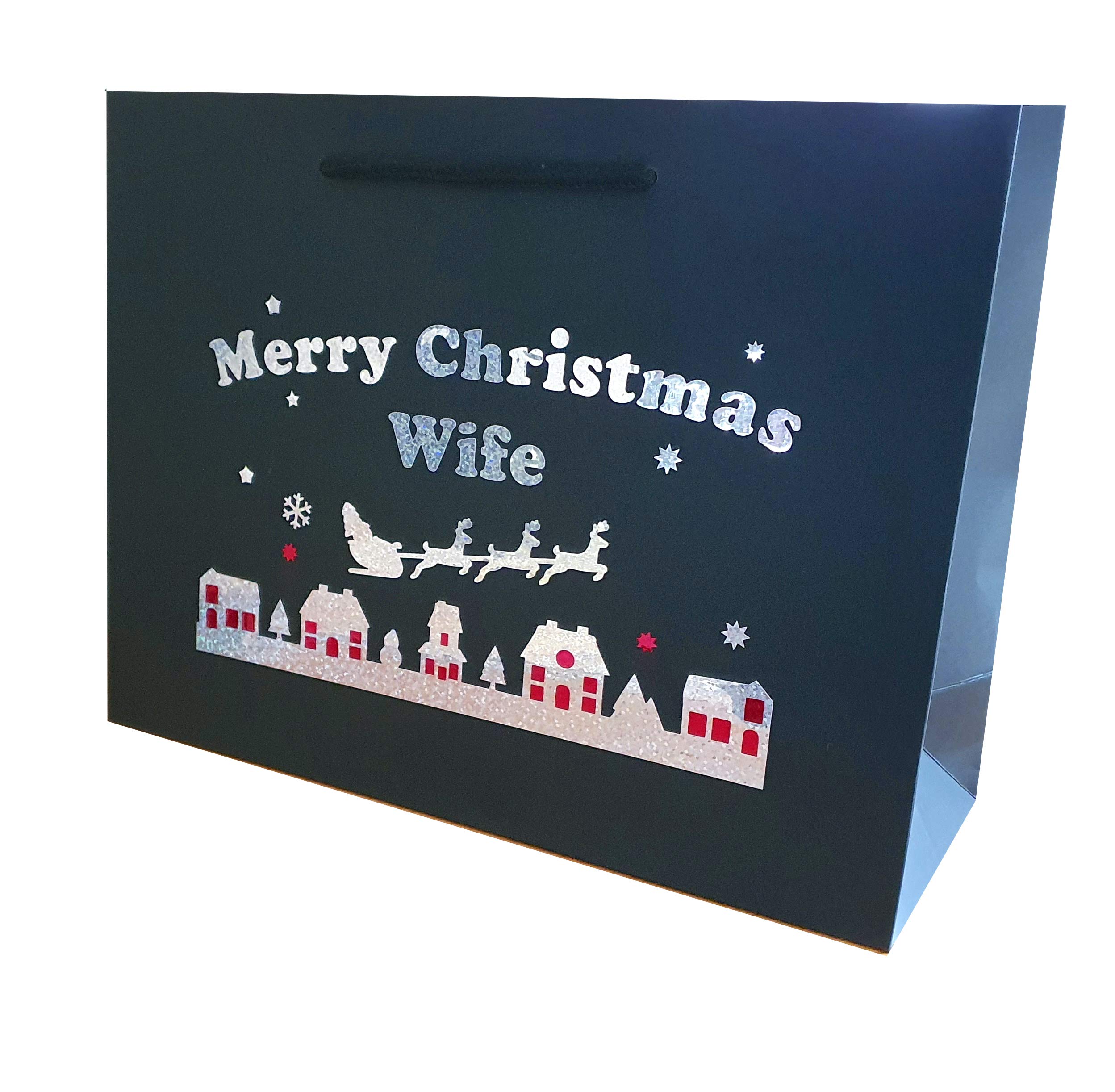 Large Wife Christmas Holographic Gift Bags Wrap