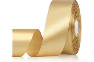 Sagaat Champagne Gold Ribbon 1-1/2 Inch 30 Yards Gold Satin Ribbon for Floral Bouquets Wedding Gift Wrapping Crafts Hair Christmas Party