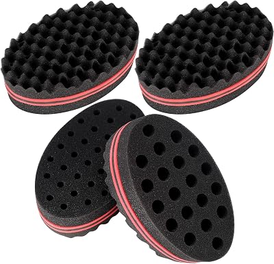 LJHOME 4pcs Hair Sponge Brush Afro Coils Wave Twist Dreadlocks Double Side