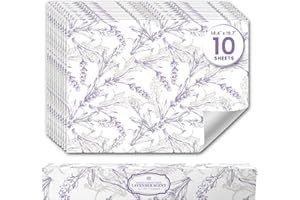 LINDA'S ESSENTIALS Lavender Scented Drawer Liners for Dresser Drawers (10 Large Sheets, 19.7" x 14.4") - Non Adhesive Drawer Paper Liner for Bedroom Dresser & Closet Shelves by Linda’s Essentials