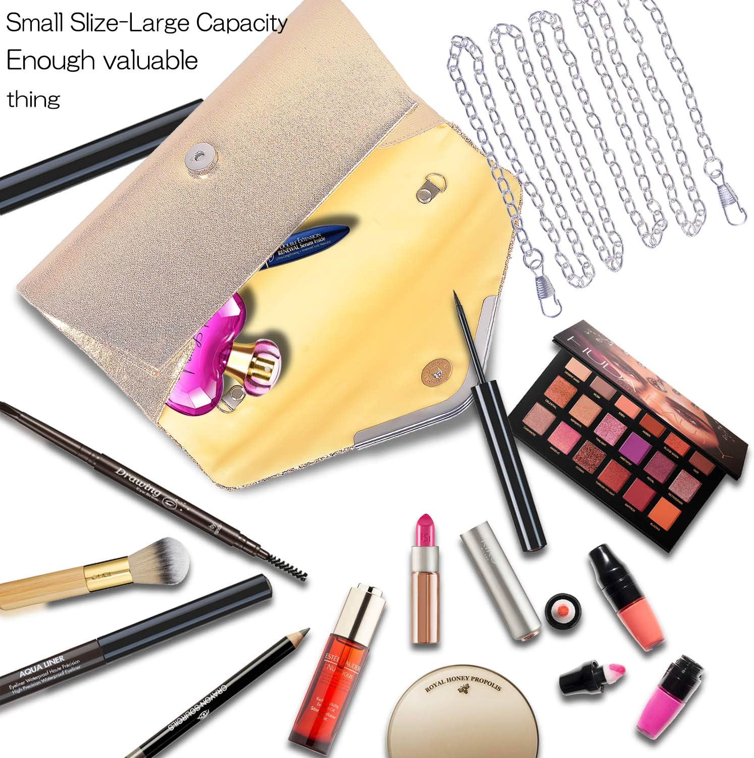 Larcenciel Women Clutch Bag Elegant Sequins Evening Clutch Purse Chain Shoulder Bags Sparkly gold Evening Bridal Prom Party Handbag Purse - Image 3