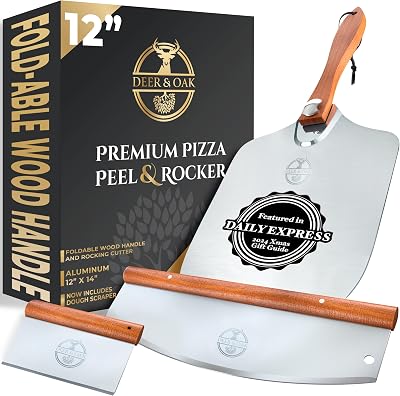 Deer & Oak Premium Pizza Peel Set 12x14 Aluminum with Foldable Handle
