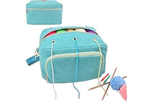 UAWSYUT Crochet Bag Organizer, Yarn Storage Organizer, Yarn Holder for Crochet with Adjustable Shoulder Straps, Knitting Bag for crocheting, Crochet Hook Case Gifts for Crocheters (Blue)