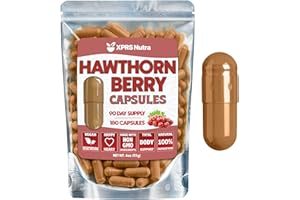 XPRS Nutra Hawthorn Berry Capsules - 180 Count (90 Day Supply) of Premium USDA Hawthorne Berry Capsules for Cardiovascular Support - Vegan Friendly Hearth Health Supplement