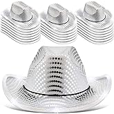 Tisancy LED Lights Cowboy Cowgirl Hat Flashing LED Lights Cowgirl Hat for Wedding Western Bachelorette Party