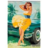 2027 Wall Calendar [12 pages 8"x12"] Sexy Girl and Classic Cars Vintage Pinup Girl