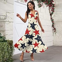 CHRATLHI American Flag Dress Maxi Long Fourth of