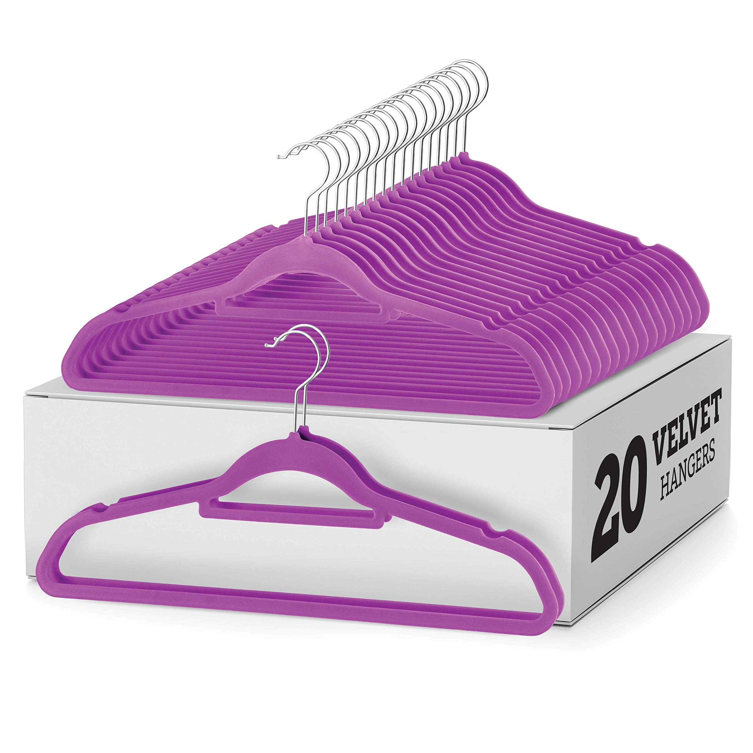 Zober Velvet Hangers 20 Pack - Clothes Hanger W/Tie