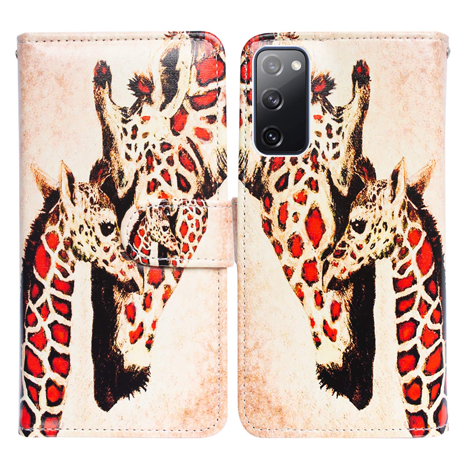 Bcov Galaxy S20 FE 5G Case, Giraffe Mother Baby Leather Flip Case Wallet Cover with Card Slot Holder Kickstand For Samsung Galaxy S20 FE 5G / S20 Fan Edition