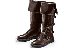 Jiuguva Medieval Pirate Boots Men Renaissance Costume Boots High Tube Steampunk Shoes Halloween Cosplay Costume Accessories