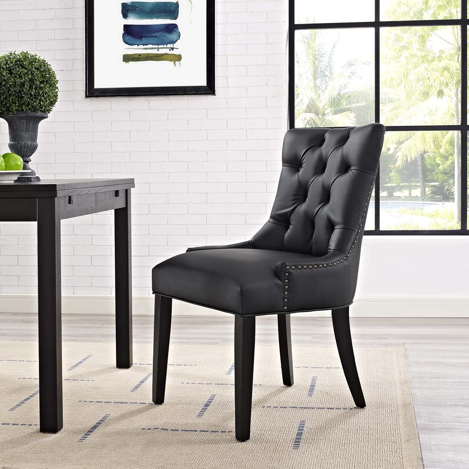 Modway MO-EEI-2222-BLK Regent Modern Tufted Faux Leather Upholstered with Nailhead Trim, Dining Chair, Black