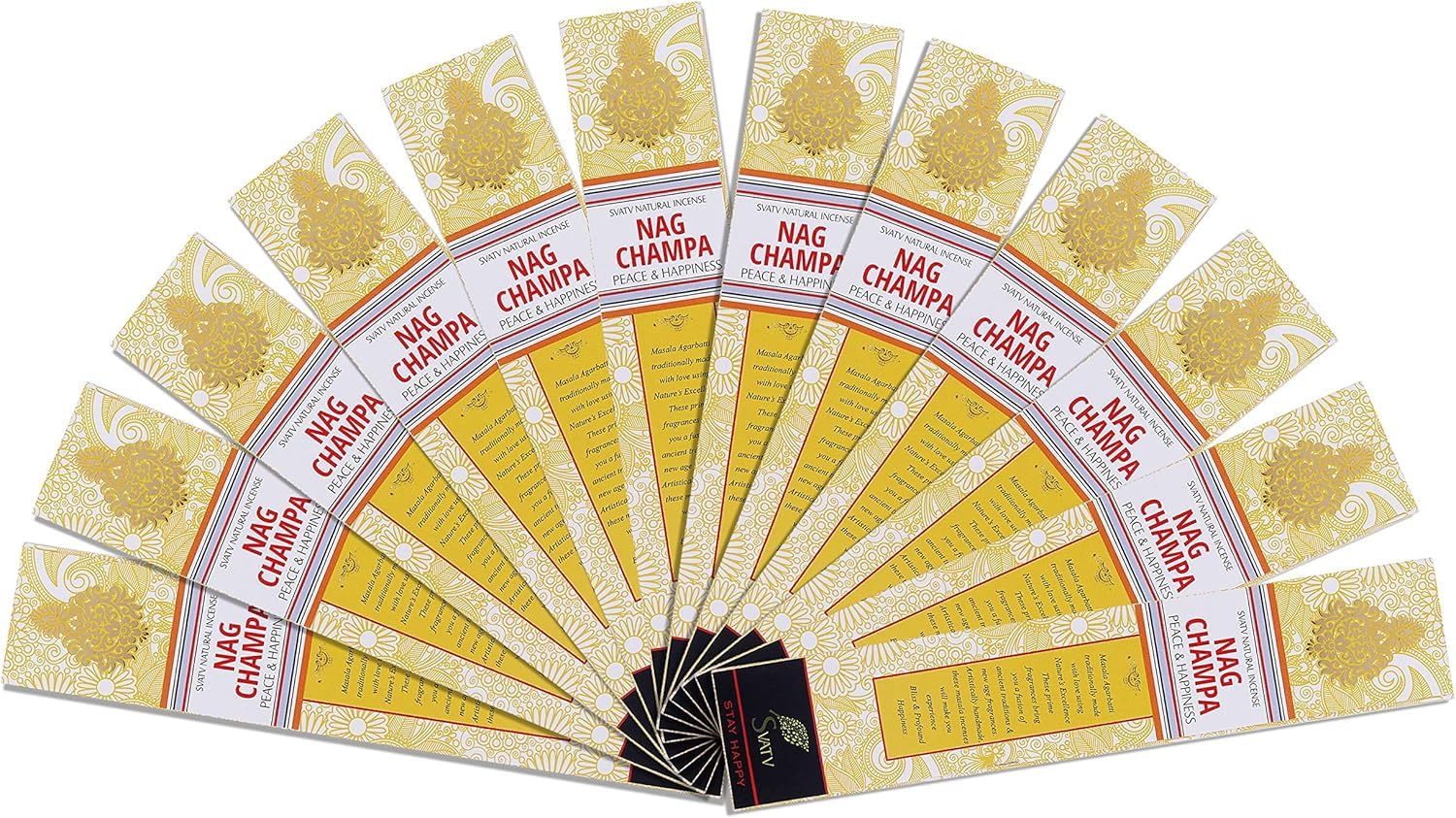 SVATV Herbal & Ancient Method Nagchampa Incense Stick with pack of 12 Incense for Meditation, Yoga, Spiritual, Aromatherapy Energy Cleansing & Calm Down The Mind - 15g x 12 incense | 180g | 6.35oz