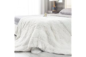 Topblan Faux Fur Weighted Blanket 12lbs, Shaggy Fuzzy Throw Blanket with Premium Sherpa Fleece, Warm and Cozy Bed Blanket to Help with Better Sleep, 48x72 inches Cream