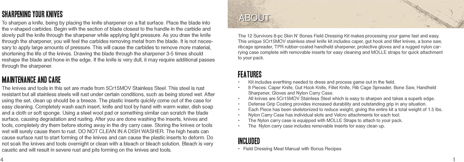 12 Survivors Skin N’ Bones Field Dressing Kit: Sports & Outdoors