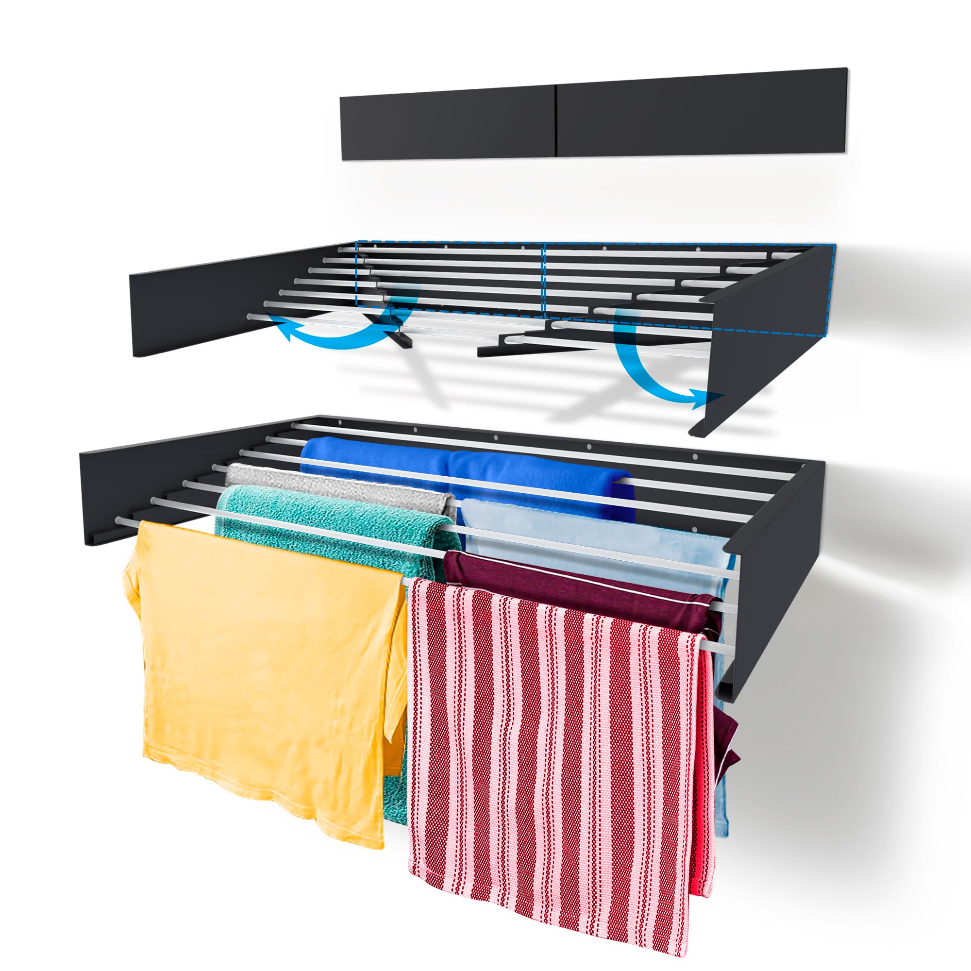 Step Up Laundry Drying Rack Airer - Indoor or Outdoor – Space Saver Compact Sleek Design, 8.4 metres line (120 cm Grey)