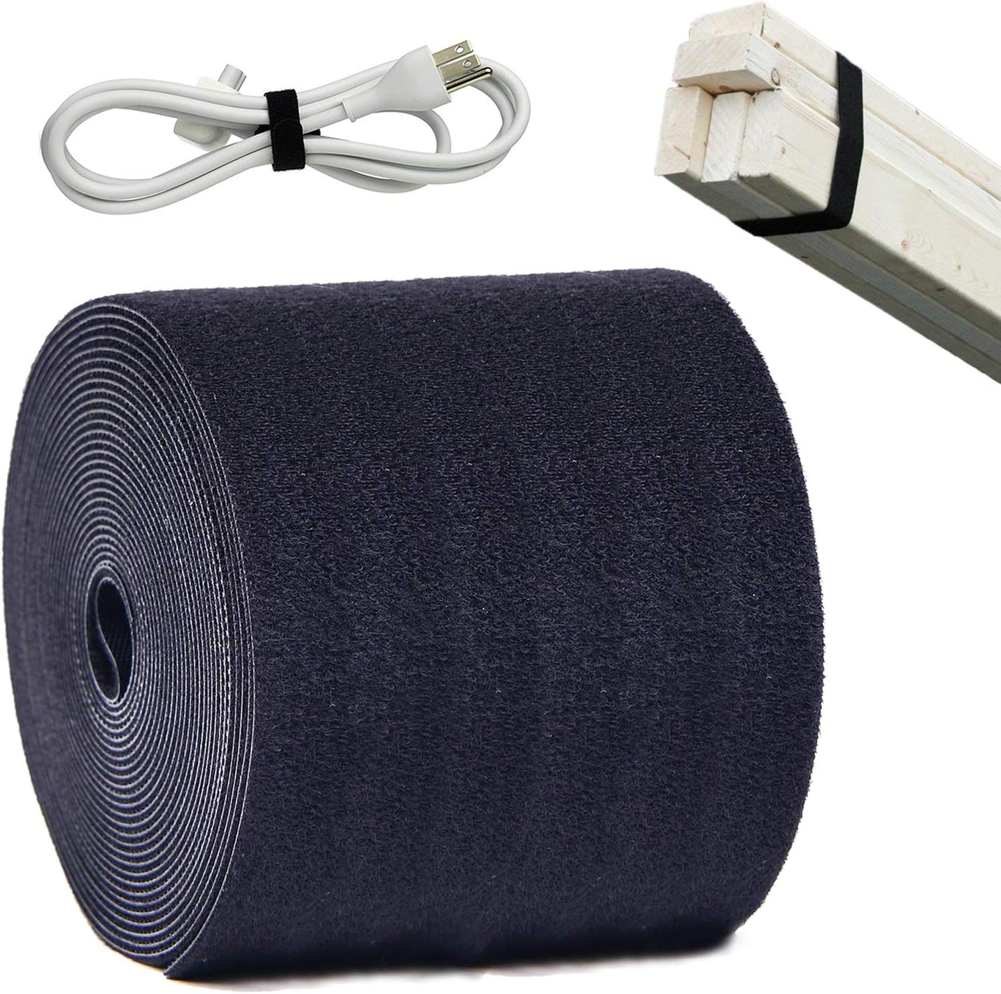 ANDERK 10CM x 3M Versatile Sew On Hook and Loop Strips Set including Non-Adhesive Back Fabric Fastener, Black