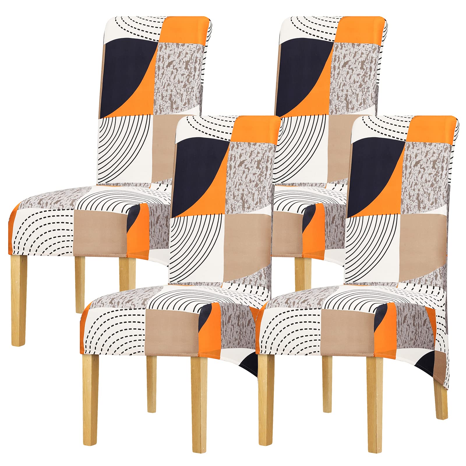 Leorate Large Size Fabric Stretch Chair Cover for Dining Room Hotel Pack 1 2 4 6 pieces (Color-348, Pack of 4)