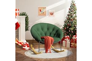 Kidirect Oversized Rocking Chair Nursery, Modern Nursery Rocking Chairs with Padded Seat, Large Comfy Saucer Chair and Reading Chair for Adults Suitable for Bedroom, Living Room, Porch, Patio (Green)
