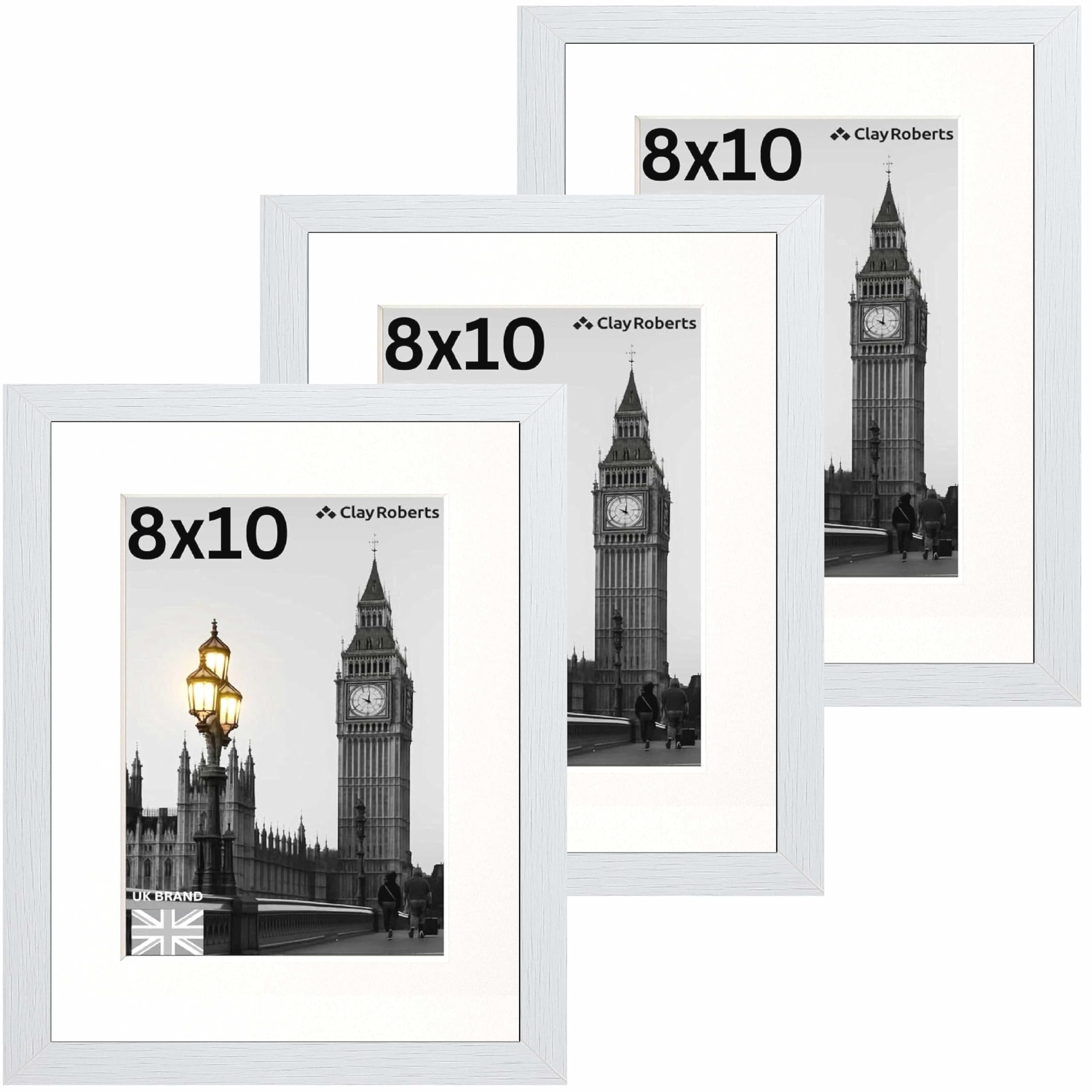 Picture Frame 8 x 10, White, Pack of 3, Freestanding and Wall Mountable, 20 x 25 cm, 10x8 Picture Frames, White 8x10 Photo Frames, 8x10 Photo Collage Gallery Display