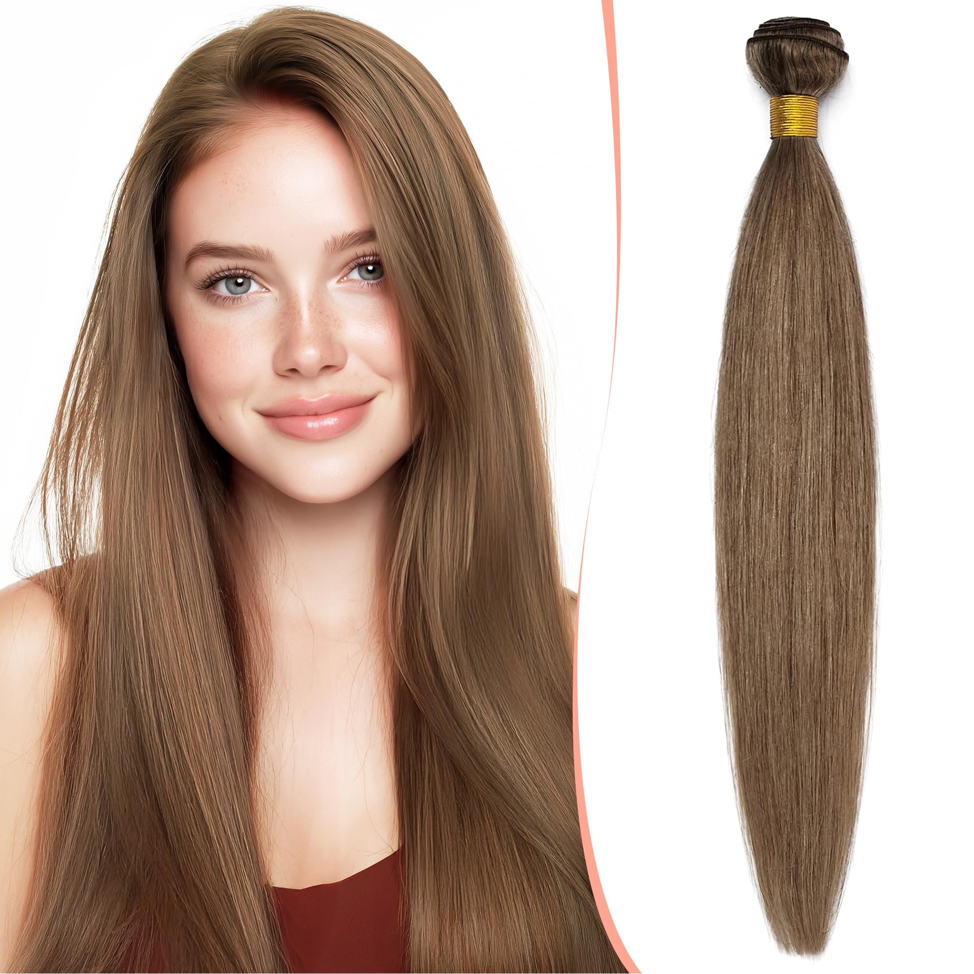 12 inches SEGO Hair Extensions Real Human Hair Brazilian Hair Bundles Straight [#6 Light Brown] Virgin Remy Weft Weave No Clips 1 Bundle (100g)