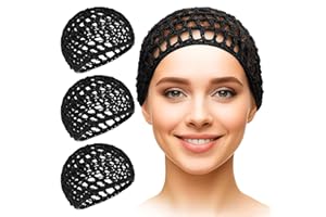 KETAR 4 Pcs Black Hair Net for Women – 5.5 x 7" Soft, Lightweight Viscose Hair Nets for Sleeping – Stretchable, Breathable, Comfortable for Extended Wear, Size May Vary by 0.5–1" – Gentle for Daily Use