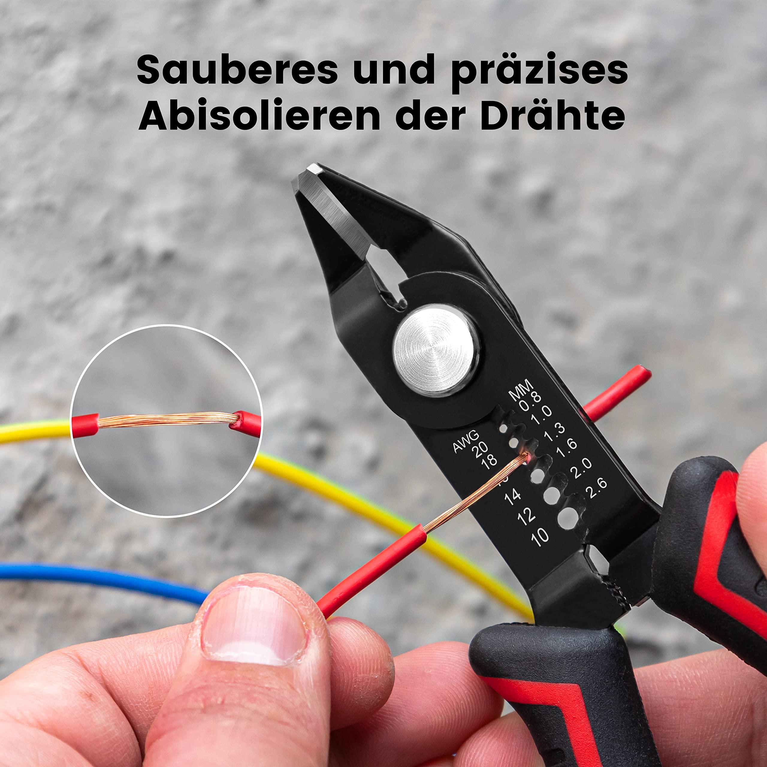 KAIWEETS 3-in-1 Seitenschneider, Schneidezange und Abisolierzange für 20-10 AWG Kabel, Versteckte Feder, Anti-Rutsch-Griff, Präzisionszange Electronics für Kleinstarbeiten und Platinen 6
