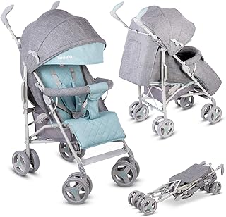 Lionelo Irma Kinderwagen Klappbarer Buggy mit Rückenlehnenverstellung 6-Zoll-Rädern (Minze)