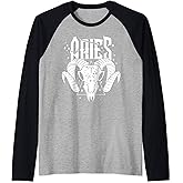 Blackcraft Zodiac Signs Aries Skull Constellation Fire Witch Raglan Baseball Tee