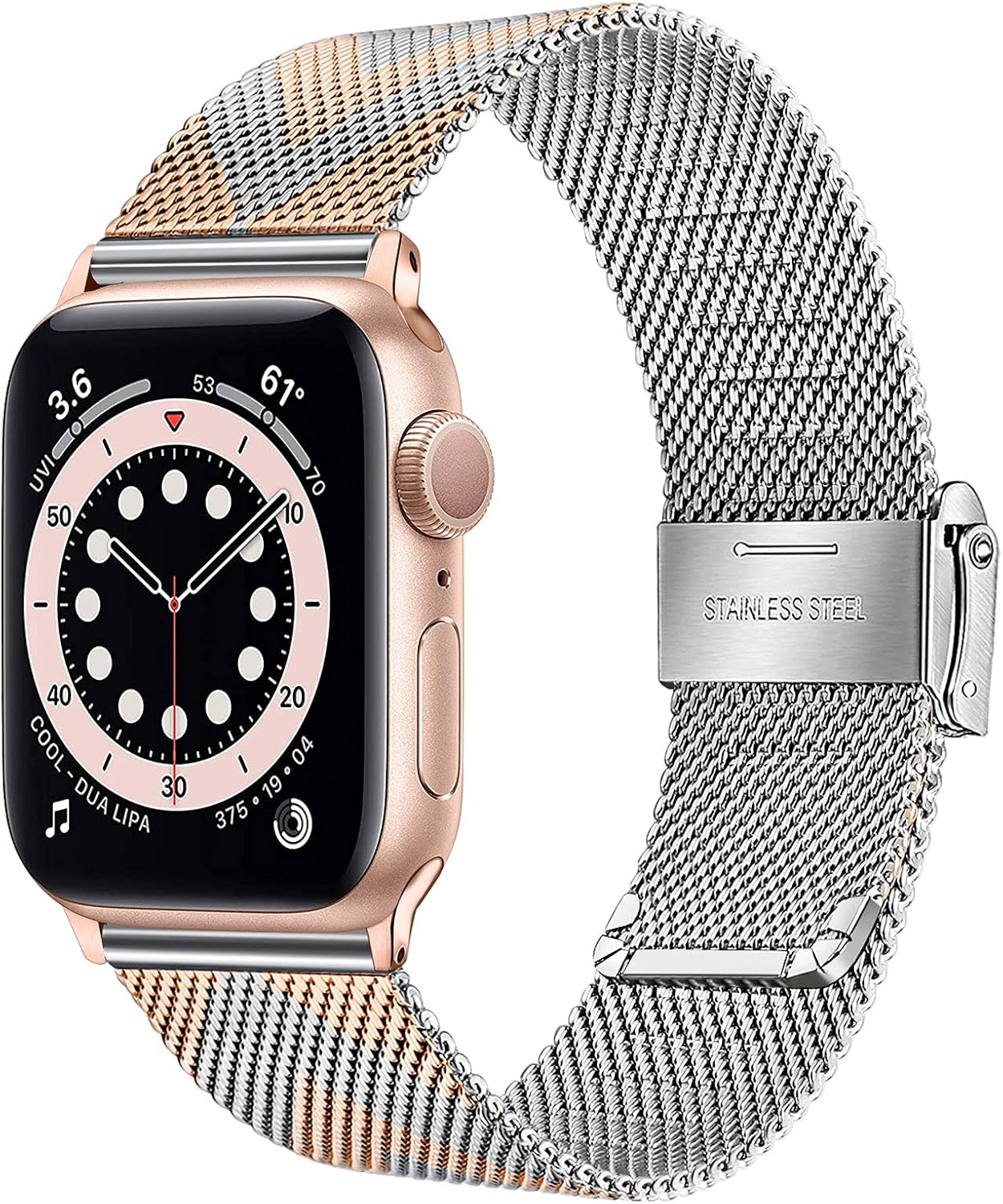 TRUMiRR Band for Apple Watch Series 6 / SE 40mm 38mm Women, Mesh Woven Stainless Steel Watchband Rose Gold Strap Arrow Pattern Bracelet for iWatch Apple Watch SE Series 6 5 4 3 2 1 40mm 38mm