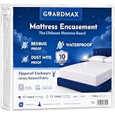 Guardmax Twin Mattress Protector Zippered, Bed Bug Mattress Cover | Waterproof, Dust Mite Proof, 6-Sided, Soft Jersey Knit, OEKO-TEX Certified, Machine Washable, Twin - 39 x 75, up to 11" Deep