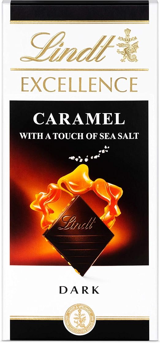 Lindt Excellence Dark Caramel Chocolate Bar with a Touch of Sea Salt