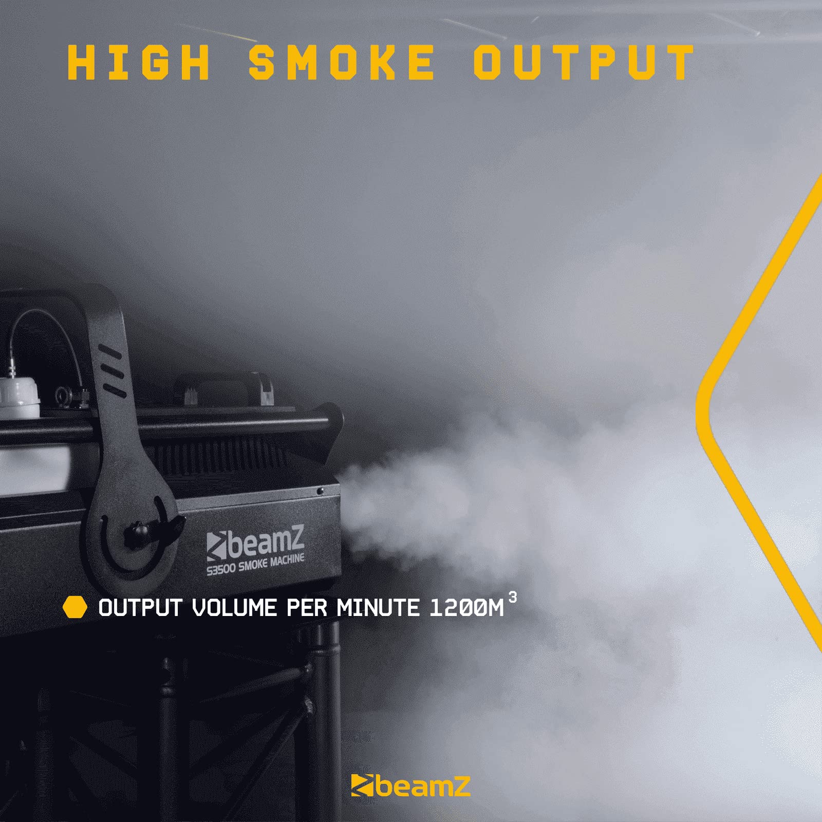 BeamZ S3500 Nebelmaschine DMX, 3500 Watt Kraftvolle Rauchmaschine mit Timer & Intervall, Fernbedienung, Display Bedienfeld, 10 Liter Tank - für Große Events, Clubs, Bars Hochzeiten, Festivals 4