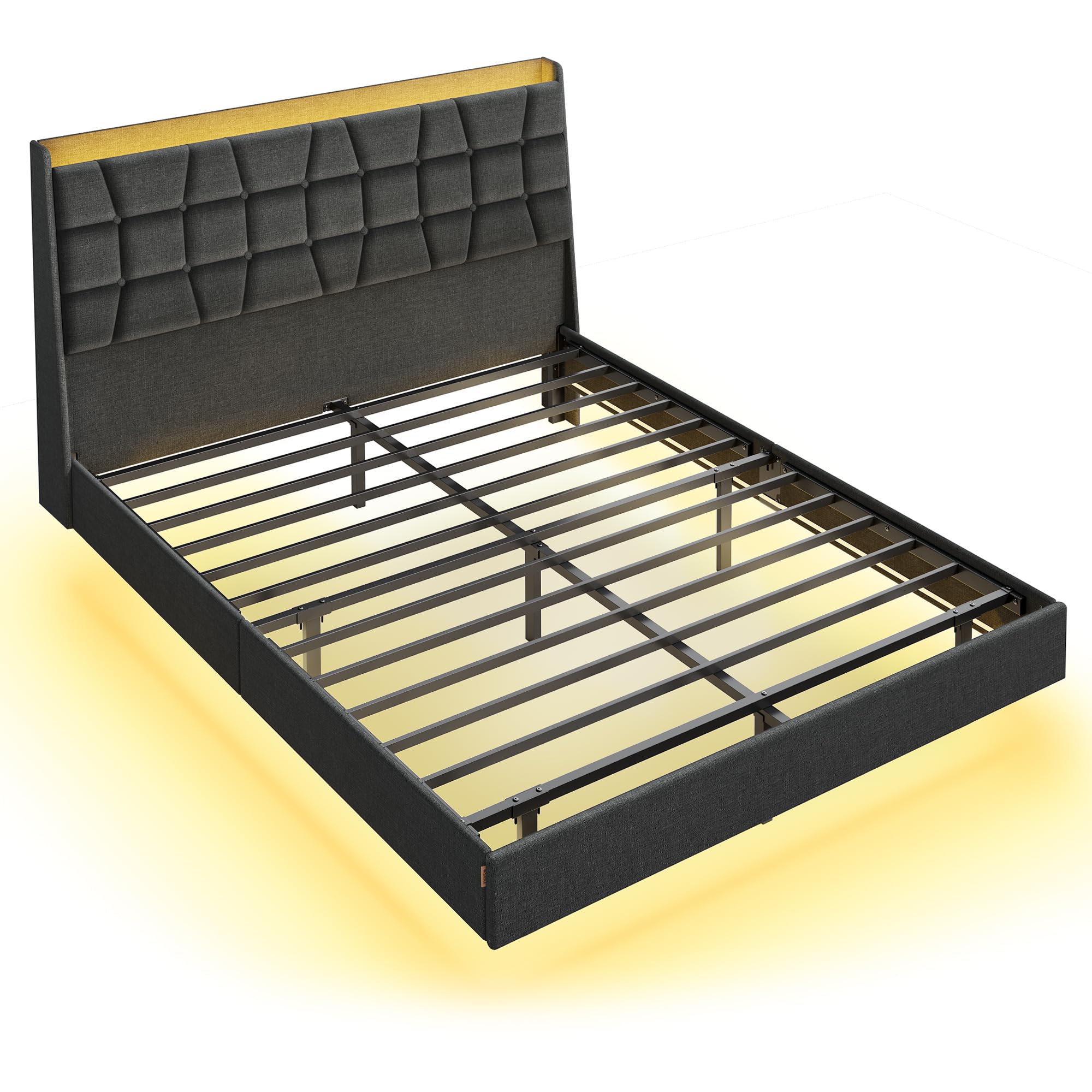 Photo 1 of *?PARTIAL SET?*
VASAGLE Queen Size Floating Bed Frame, Gray URMB851G71
*MISSING PARTS UNKNOWN*