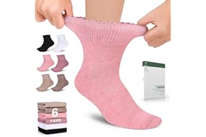 Bulinlulu Women’s Diabetic Socks – 6 Pairs Non-Binding Neuropathy Socks for Women 6-9 9-11