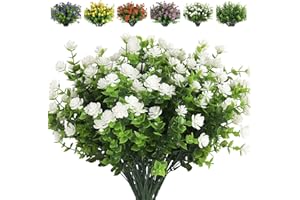 RECUTMS Artificial Flowers, Fake Outdoor UV Resistant Plants Artificial Lotus Flowers Eucalyptus Greenery Shrubs Bridal Weddi