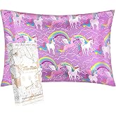 Miss Adola Cute Cartoon Kids Silk Pillowcase, Queen Size, Rainbow Unicorn | 19 Momme Mulberry Silk, Soft Cooling Feel, Hidden Zipper, 30x20 inch Pillow Case, Toddlers Teens, Boys, Girls, Hair and Skin