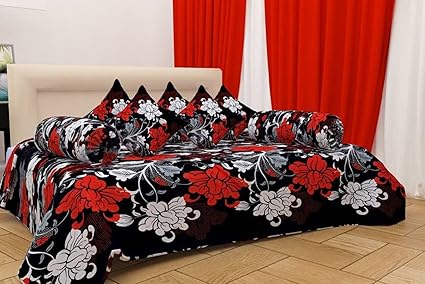 Shop4indians Beautiful Cotton Dewan Set of 8 Pieces with Royal Look and Great Finishing