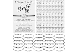 Huquary 12 Sets Staff Appreciation Gifts Bulk Christmas Team Puzzle Piece Bracelet Bulk with Employee Thank You Postcard a Wish for My Staff Inspirational Favors for Teacher, Coworkers, Students