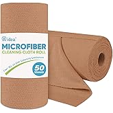 AIDEA Microfiber Cleaning Cloth Roll, 50PK, Reusable Paper Towels Tear Away Cloth, Microfiber Towels Washable Shop Rags, Lint Free Cleaning Rags for House, Kitchen, Window, 11.5"×11.5", Coffee