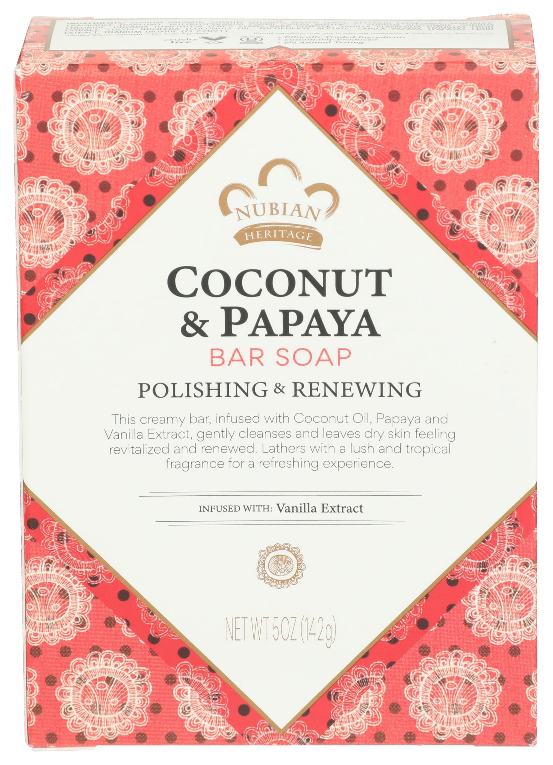 Bar Soap Coconut & Papaya Soap 5 oz By Nubian Heritage