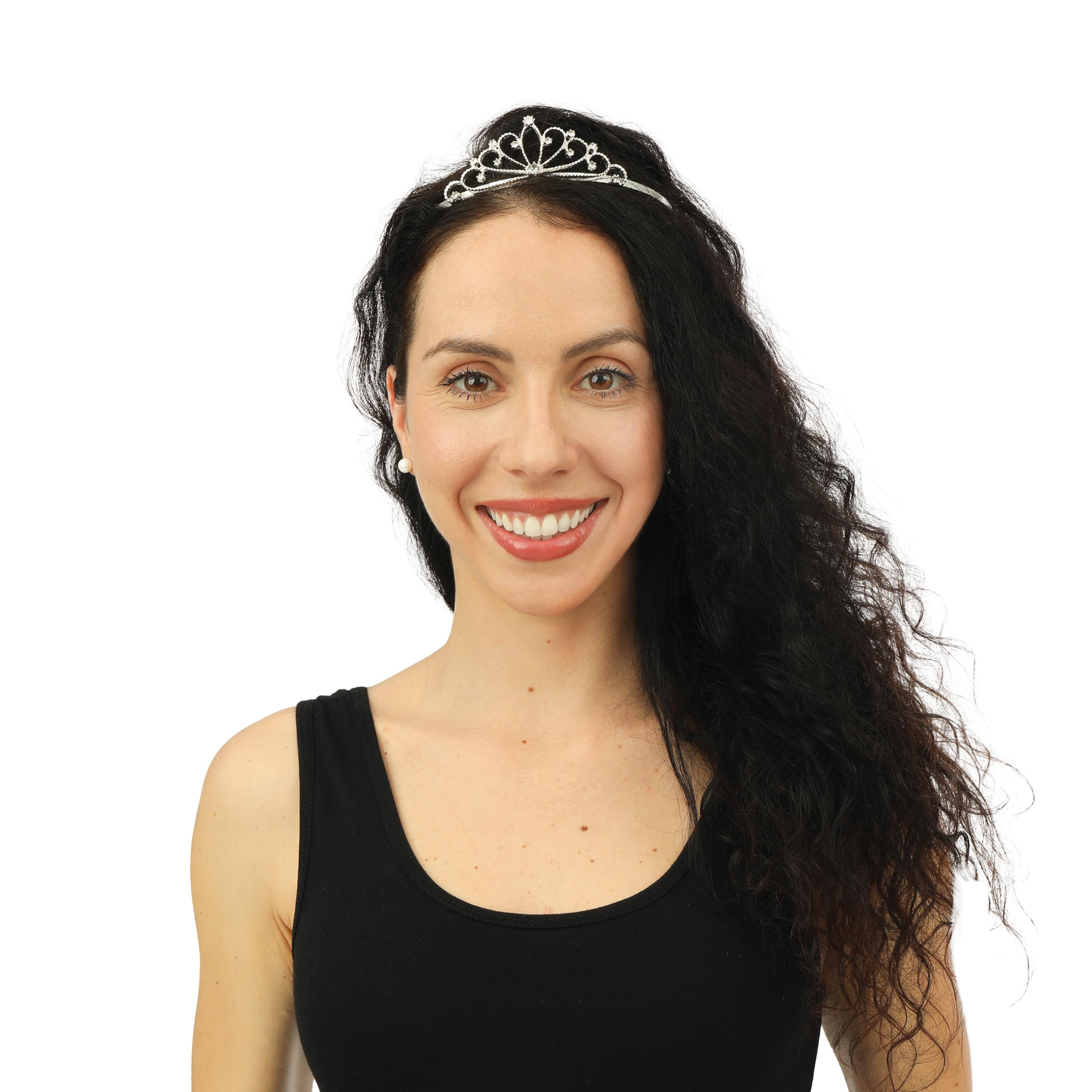 P'tit Clown - 14102 - Princess Tiara - Luxury - Silver Plated Metal with Rhinestones - One Size