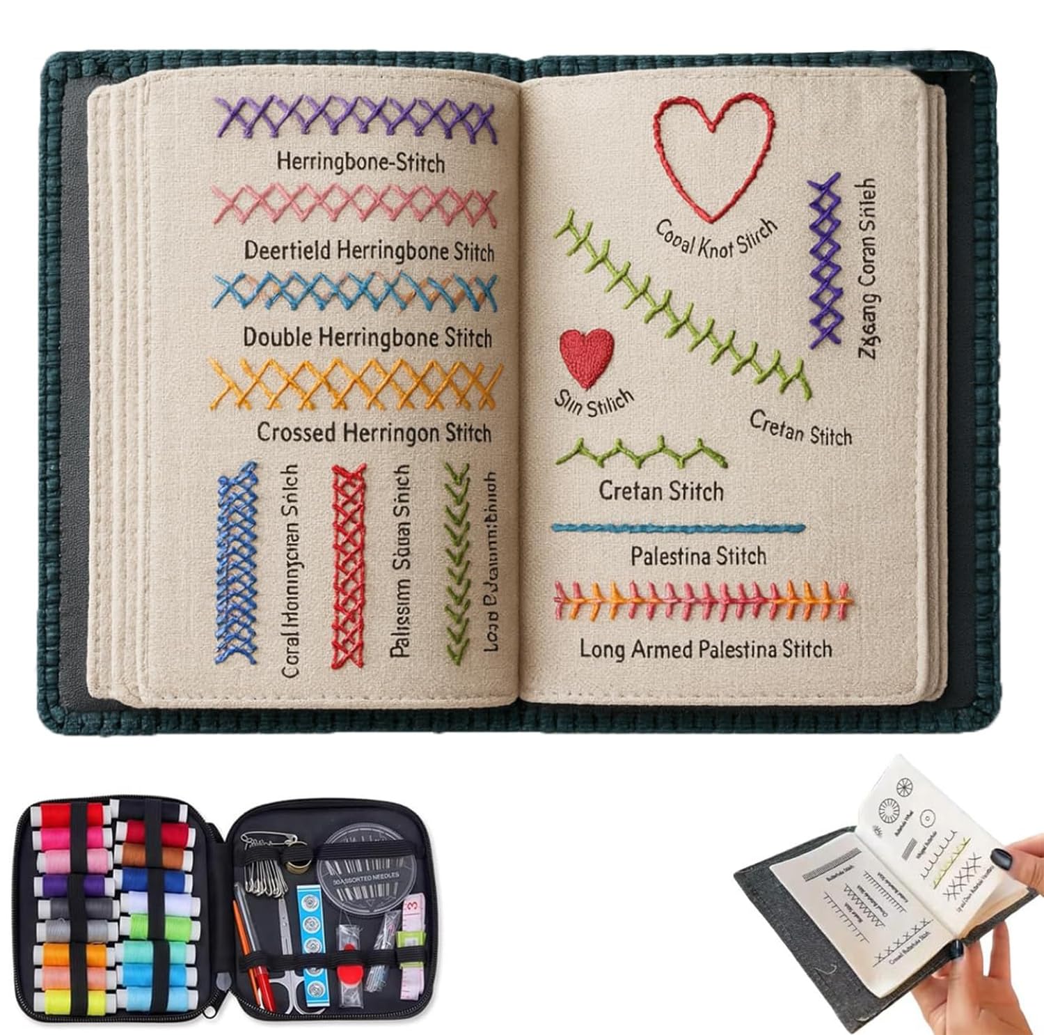 Photo 1 of *MINOR DAMAGE - USED*
The Ultimate Embroidery Learning Book,Embroidery Stitch Book Kit,Embroidery Kit for Beginners,DIY Embroidery Stitch Books Kit with Multiple Sewing Kit, 106 Pattern for DIY and Sew Enthusiast