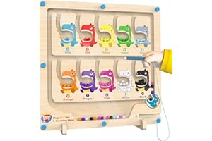 SHARKWOODS Magnetic Color & Number Maze, Montessori Toys Wooden Magnet Board, Preschool Educational Toys Must Haves for Kids, Montessori Fine Motor Skills Toys for 3 Year Old Boys & Girls (Dinosaur)