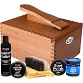 FOOTMATTERS Shoe Shine Valet Box - Hardwood Boot &amp; Shoe Care