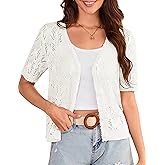 GRACE KARIN 2025 Women's Short Sleeve V Neck Cardigans Sweaters Open Front Knit Crochet Button Bolero Shrugs Tops